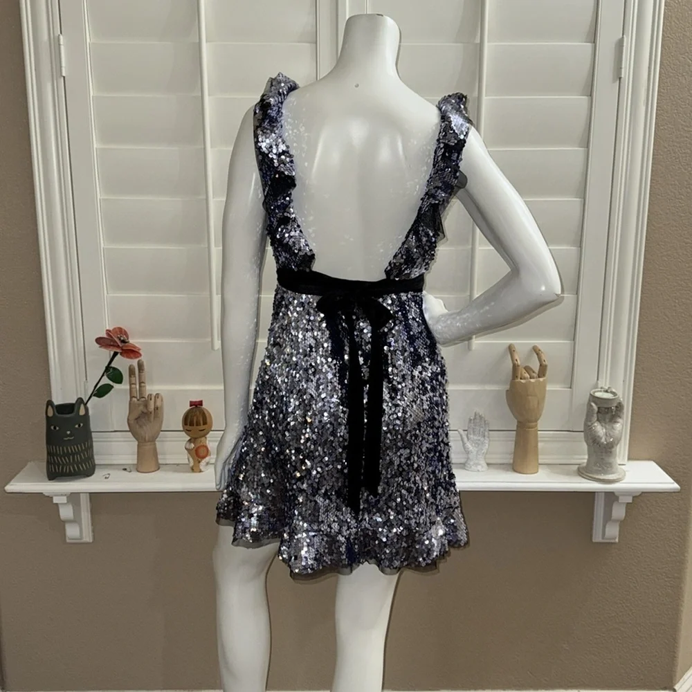 Free People Sequin Siren Ruffled Mini Dress - Picture 8 of 14